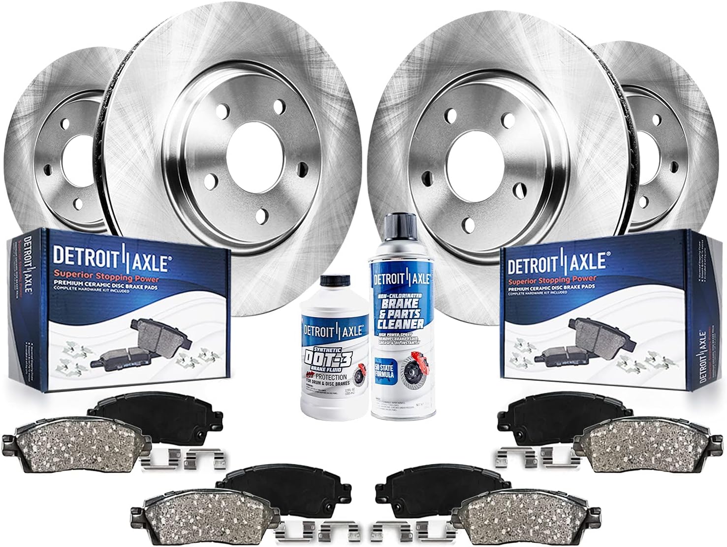 Detroit Axle - Brake Kit for 10-17 Chevrolet Equinox GMC Terrain Brake Rotors 2010 2011 2012 2013 2014 2015 2016 2017 Ceramic Brakes Pads Replacement : 12.64" inch Front and 11.93" inch Rear Rotor