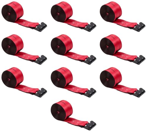 Mytee Products Kinedyne Winch Straps 4" x 30" Red Heavy Duty Tie Down with Flat Hooks WLL# 5400 lbs | 4 Inch Cargo Control for Flatbed Truck Utility Trailer (10 Pack)