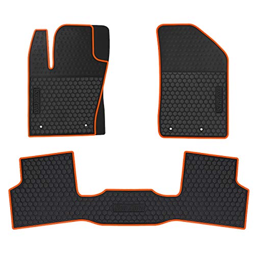 Car Floor Mats for Jeep Renegade 2015 2016 2017 2018 2019 2020 2021 2022 2023 2024 2025 Custom Fit Black Orange Rubber Car Floor Liners Set All Weather Protection Heavy Duty Odorless