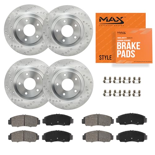 Max Advanced Brakes StyleMAX Front & Rear Brake Kit | Fits 2015-2020 Chevy Colorado | Brake & Rotor Kit for Daily Performance | Cross-Drilled Rotors & Ceramic Brake Pads