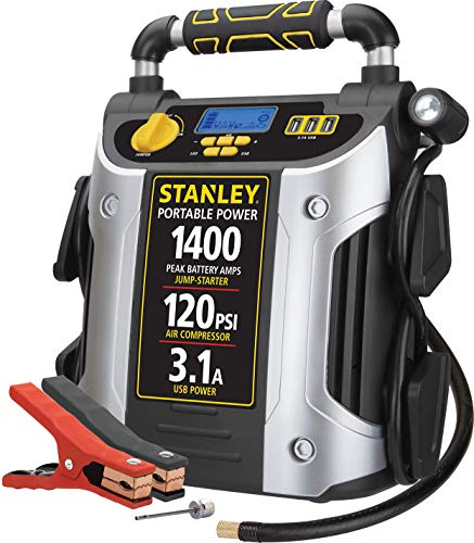 Stanley J7C09D 1400 Peak Amp Automotive Jump Starter, Portable Power  Triple 15W USB Ports, 120 PSI Air Compressor for Tires & Sports Equipment