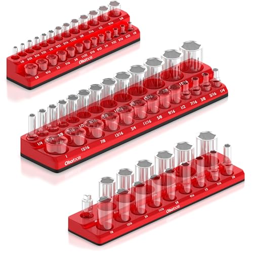 Olsa Tools Magnetic Socket Organizers (SAE Red)