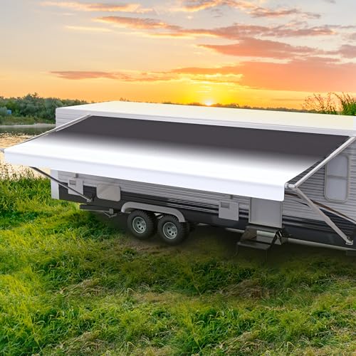 Shade Pro RV Awning Fabric Replacement | Durable Premium Grade Vinyl (12' [Fabric 11' 2"], Reverse Charcoal Fade) Camper Shade Awning Canopy