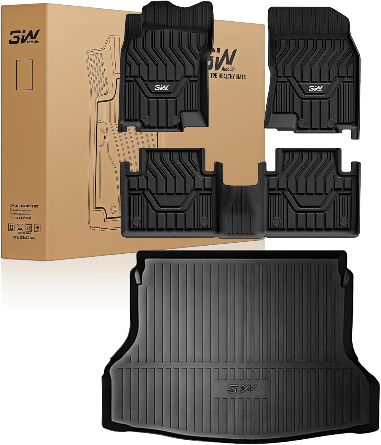 3W Nissan Rogue Floor Mats & Cargo Liner 2014-2020