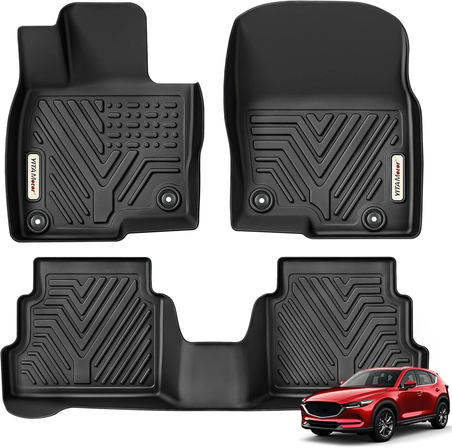 YITAMOTOR Floor Mats Fit for 2017-2025 Mazda CX-5, All Weather Custom Fit Floor Liners for Mazda CX5, 1st & 2nd Row, Black