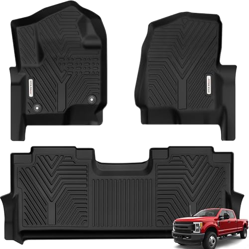 YITAMOTOR Floor Mats Compatible with F250/F350, Custom Fit for 2017-2025 Ford F-250/F-350 SuperCrew Cab, 1st & 2nd Row All Weather Protection