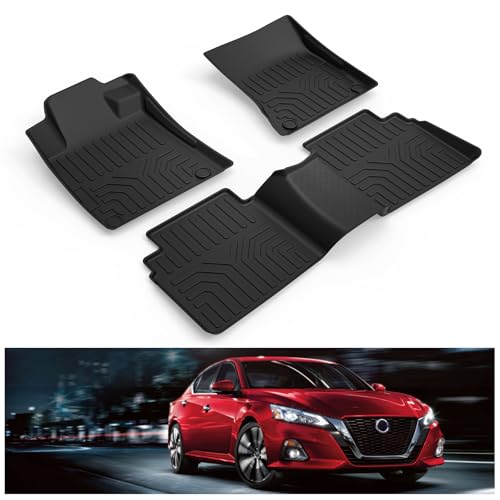 KIWI MASTER Floor Mats for 2019-2025 Nissan Altima All Weather Mat Front & Rear 2 Row Seat TPE Slush Liners Set Black