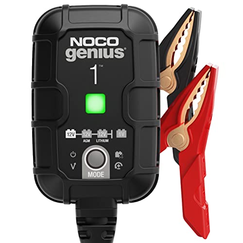 NOCO GENIUS1: 1A 6V/12V Smart Battery Charger  Automatic Maintainer, Trickle Charger & Desulfator with Overcharge Protection & Temperature Compensation  For Lead-Acid & Lithium Batteries