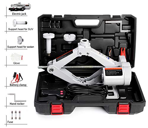 STANDTALL Electric Car Jack 3T Scissor Floor Jack Set 12V Automatic Vehicle Lift Kit for Road Emergency Tire Change Car Repair Tool for Sedans and SUV