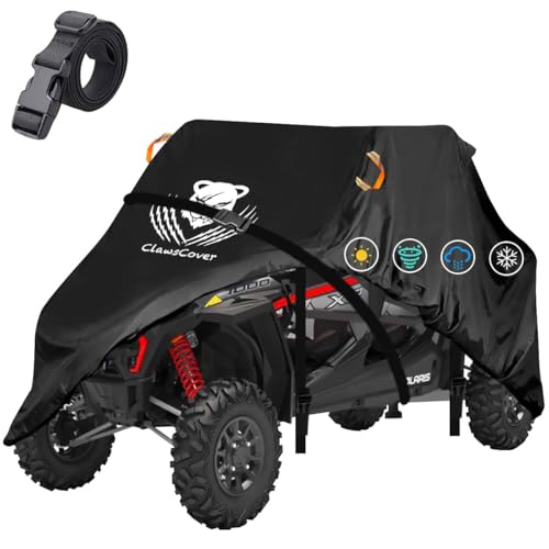 UTV Cover 4-6 Seater Waterproof Outdoor,Heavy Duty Tearproof Anti-UV Polyster Cloth,Side by Side Storage Covers Fit for Can Am Maverick x3 Polaris RZR Kawasaki Yamaha Honda,with Reflective Strips