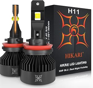 Hikari VisionPlus H11/H8/H9 LED Bulbs,15000LM,30W TOP XHP50.2 LED Equivalent to 100W Ordinary LED,High Lumens LED Kit,6000K White,IP68 Waterproof,Halogen Upgrade Replacement,H16 Foglight