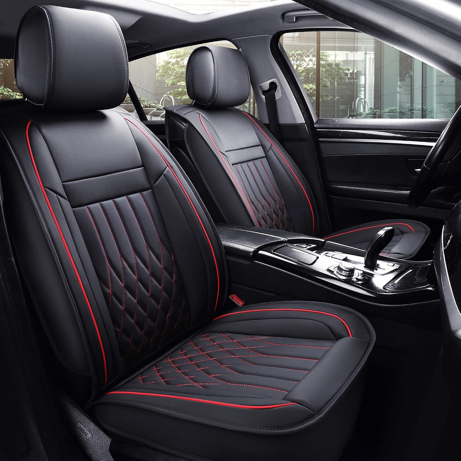 Aierxuan 5pcs Car Seat Covers (Black & red)