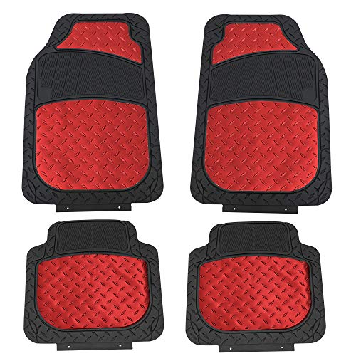 FH Group Heavy-Duty Metallic Rubber Mats (Red)