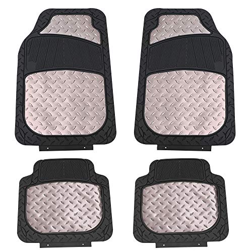FH Group Automotive Floor Mats - Heavy-Duty Metallic Rubber Floor Mats for Cars, Universal Fit Full Set, Climaproof Floor Mats, Trimmable Floor Mats for Most Sedan, SUV, Truck Floor Mats Gray