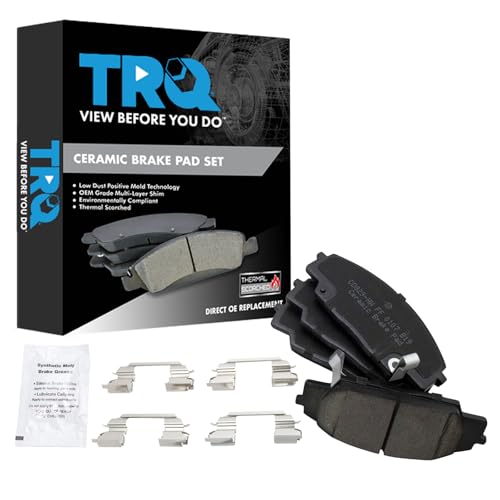 TRQ Front Brake Pads Ceramic Hardware Wear Sensor Compatible with 2002-2006 Acura RSX 2006-2011 Honda Civic 2000-2009 S2000