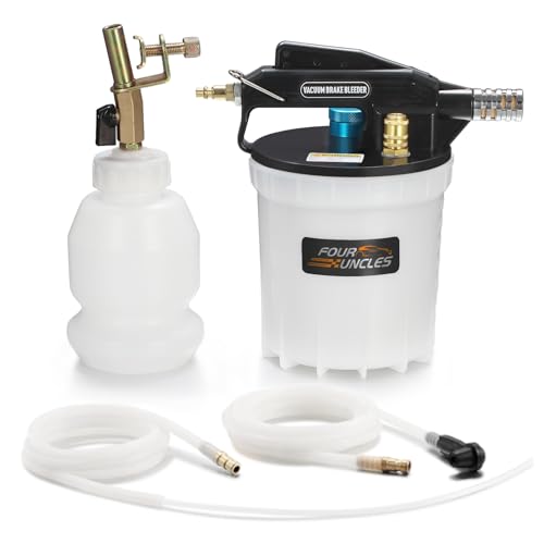 FOUR UNCLES 2L Brake Bleeder Vacuum Pump Kit - Pneumatic Brake Fluid Extractor with 1L Refilling Bottle for Automotive Bleeding, One-Person Operation
