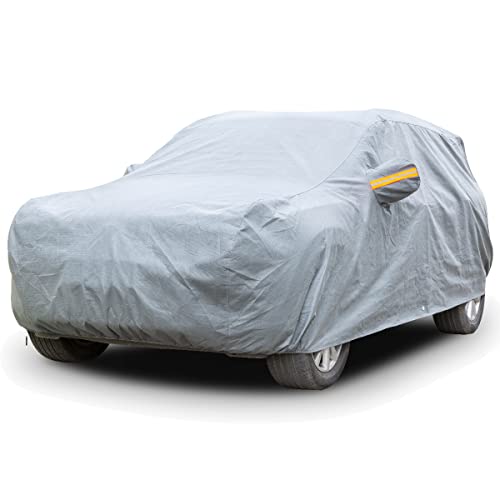 Tecoom Thick Shell Car Cover Super Breathable Waterproof Windproof Snow Sun Rain UV Protective Outdoor All Weather Fit Sedan 160-172 Inches Hatchback