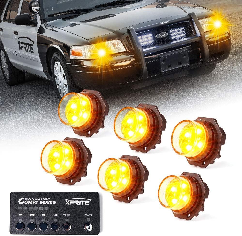 Xprite Amber LED Hideaway Strobe Lights Kit