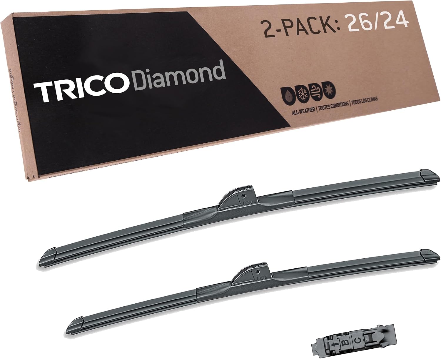 TRICO DiamondTM (25-2624) 26 Inch & 24 Inch pack of 2 High Performance Automotive Replacement Windshield Wiper Blades For My Car Premium All Weather Beam Blade for Select Vehicle Models