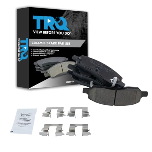 TRQ Rear Brake Pads Ceramic Hardware Wear Sensor Compatible with 2006-2011 Buick Lucerne 2006-2011 Cadillac DTS