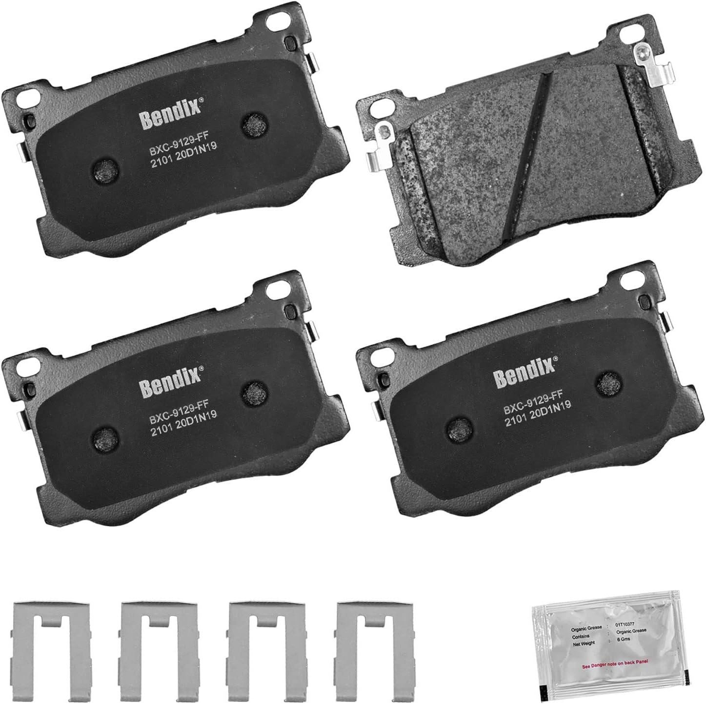 Bendix Priority1 CFC2101 Ceramic Front Brake Pads for Genesis G80 2020-2018, Kia K900 2017