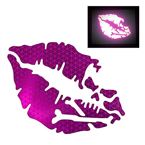 customTAYLOR33 High Intensity Reflective Vinyl Death Kiss Skull Crossbones Lips Decal Bumper Sticker - Cars, Motorcycles, Helmets, Wind Screens, laptops (18 inches Wide, Special Edition Purple)