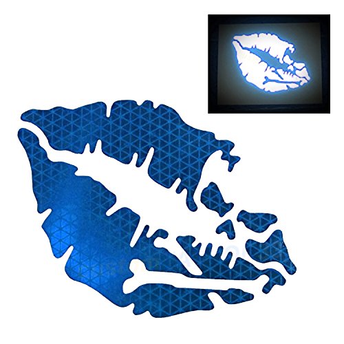 customTAYLOR33 High Intensity Reflective Vinyl Death Kiss Skull Crossbones Lips Decal Bumper Sticker - Cars, Motorcycles, Helmets, Wind Screens, laptops (18 inches Wide, Blue)