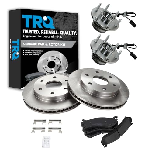 TRQ Wheel Hub & Premium Posi Ceramic Brake Pad Rotor Kit for GM Pickup Truck Van SUV