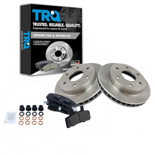 TRQ Front Disc Ceramic Brake Pads & Rotors Kit Compatible with Chevy GMC Pickup Truck