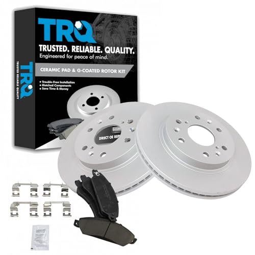 TRQ Front Posi Ceramic Brake Pads & E-Coated Rotors Kit for Chevy GMC Truck