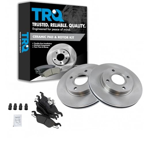 TRQ Front Brake Pad & Rotor Kit Brake Pads Brake Rotor Ceramic Compatible with 2000-2004 Ford Focus
