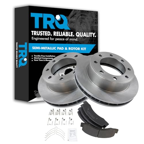TRQ Front Brake Pad & Rotor Kit Brake Pads Brake Rotor Semi-Metallic Compatible with 2000-2005 Ford Excursion 2000-2004 F-250 Super Duty F-350 Super Duty