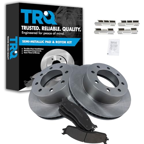 TRQ Front Brake Pad & Rotor Kit Brake Pads Brake Rotor Semi-Metallic Compatible with 2006-2008 Dodge Ram 1500 2003-2008 Ram 2500 Ram 3500