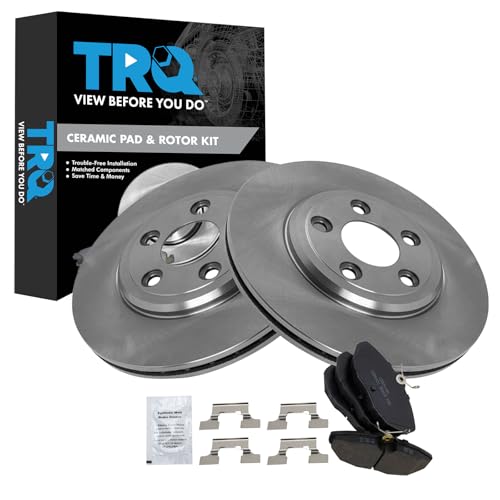 TRQ Rear Brake Pad & Rotor Kit Brake Pads Brake Rotor Ceramic Compatible with 2002-2005 Ford Thunderbird 2000-2005 Jaguar S-Type 2004-2005 XJ8 2000-2006 Lincoln LS