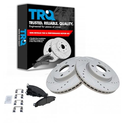 TRQ Front Performance Brake Pad & Rotor Kit Brake Pads Brake Rotors Set Semi-Metallic Premium G-Coated Compatible with 2008-2011 Ford Focus