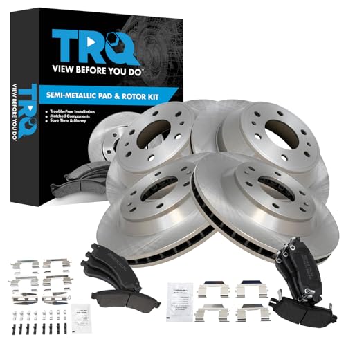 TRQ Front & Rear Premium Posi Metallic Brake Pad & Rotor Kit Set for GM SUV