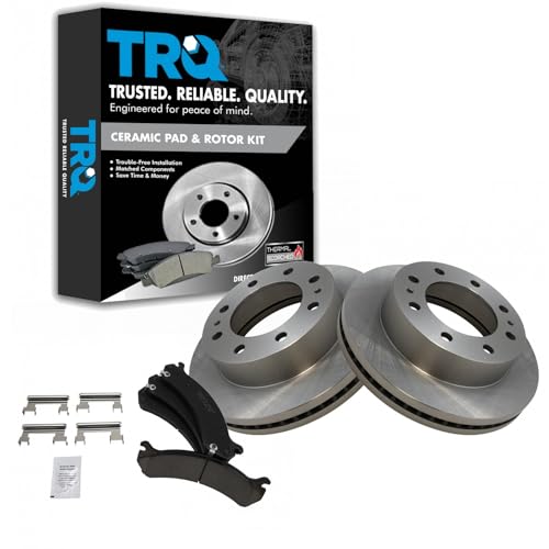 TRQ Front Premium Posi Ceramic Disc Brake Pad & Rotor Kit Compatible with GM Truck
