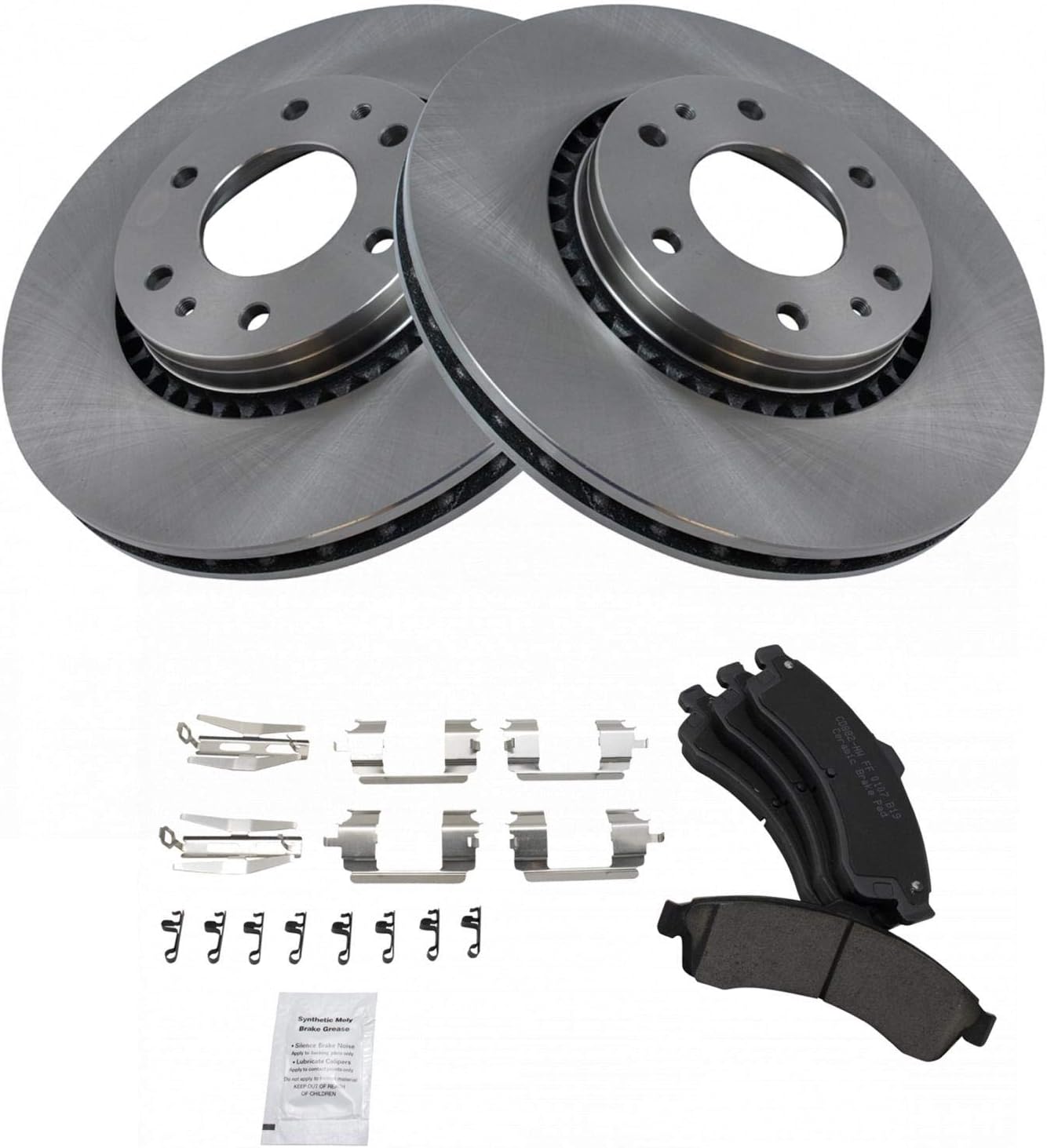 TRQ Front Premium Posi Ceramic Pad Rotor & Hardware Kit