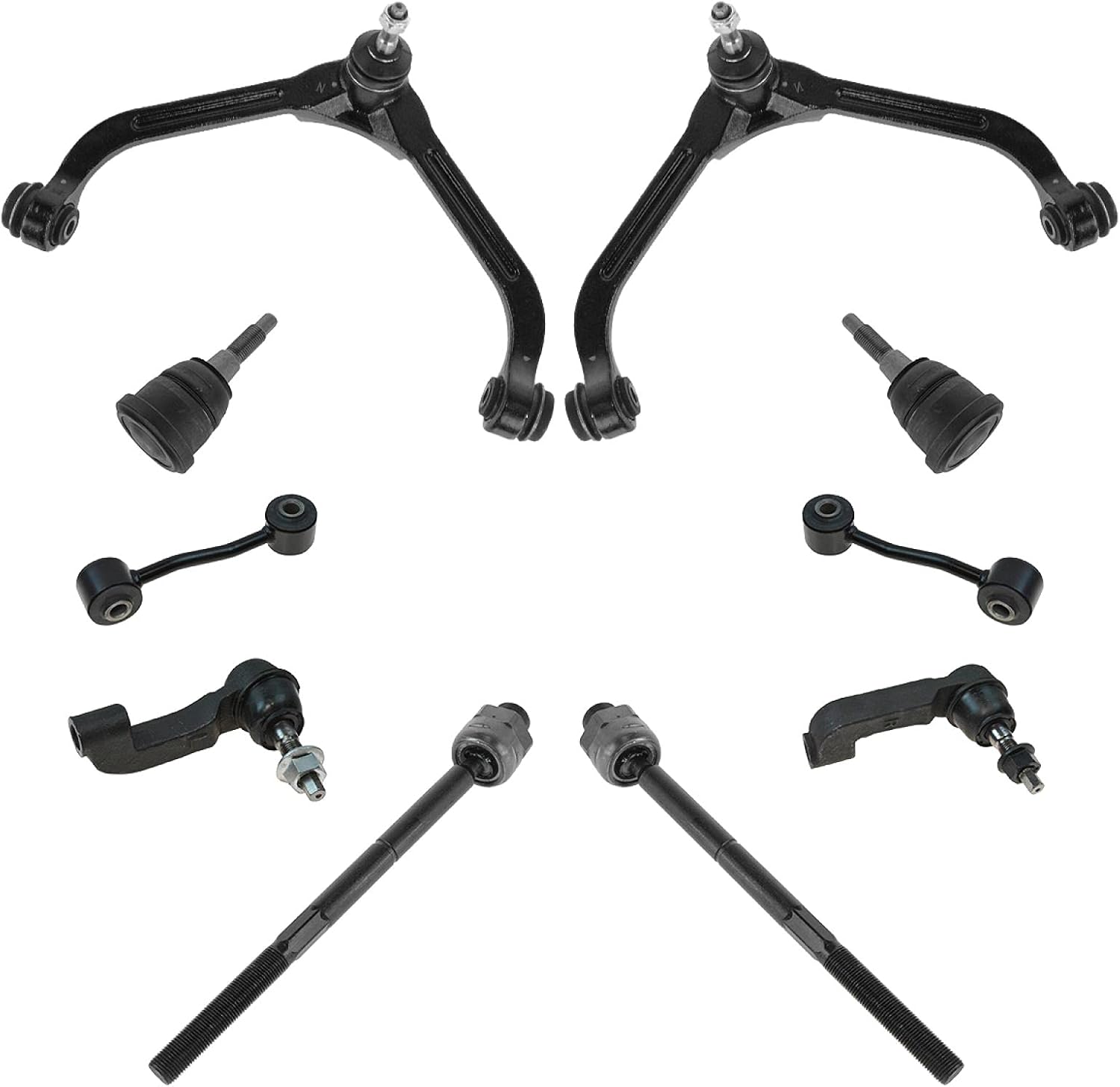 TRQ Front Steering & Suspension Kit Ball Joint Control Arm with Ball Joint Sway Bar Stabilizer Link Tie Rod Compatible with 2005 Jeep Liberty