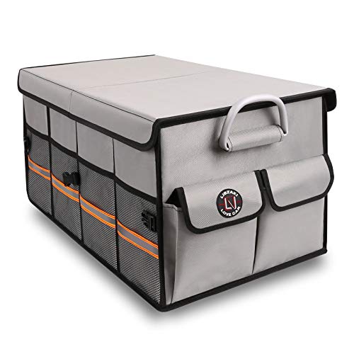 Car Trunk Organizer, Cargo Organizer SUV Trunk Storage Non Slip Bottom Waterproof Collapsible Durable Multi Compartments-(Standard,Gray)