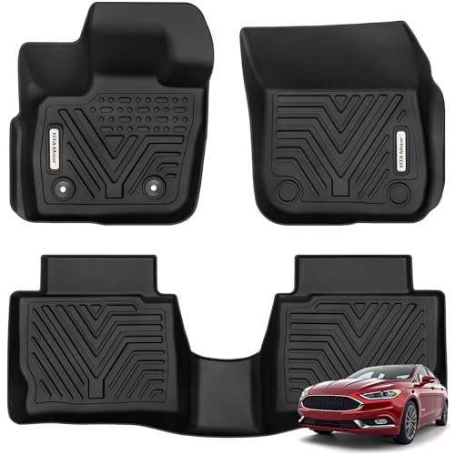 YITAMOTOR Floor Mats Compatible with 2017-2020 Ford Fusion/Lincoln MKZ, Custom Fit Floor Liners, 1st & 2nd Row All-Weather Protection, Black