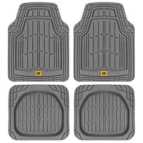 CAT ToughRideTM Heavy-Duty 4 Piece Rubber All Season Floor Mats for Car Truck Van SUV, Black - Premium Trim to Fit Cars Floor Mat, All Weather Deep Dish Automotive Floor Mats, Total Dirt Protection