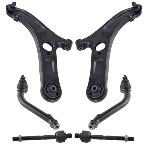 TRQ Front Steering & Suspension Kit Control Arm with Ball Joint Tie Rod Compatible with 2011-2016 Hyundai Elantra 2013-2014 Elantra Coupe 2013-2017 Elantra GT 2012-2017 Veloster HY4511103