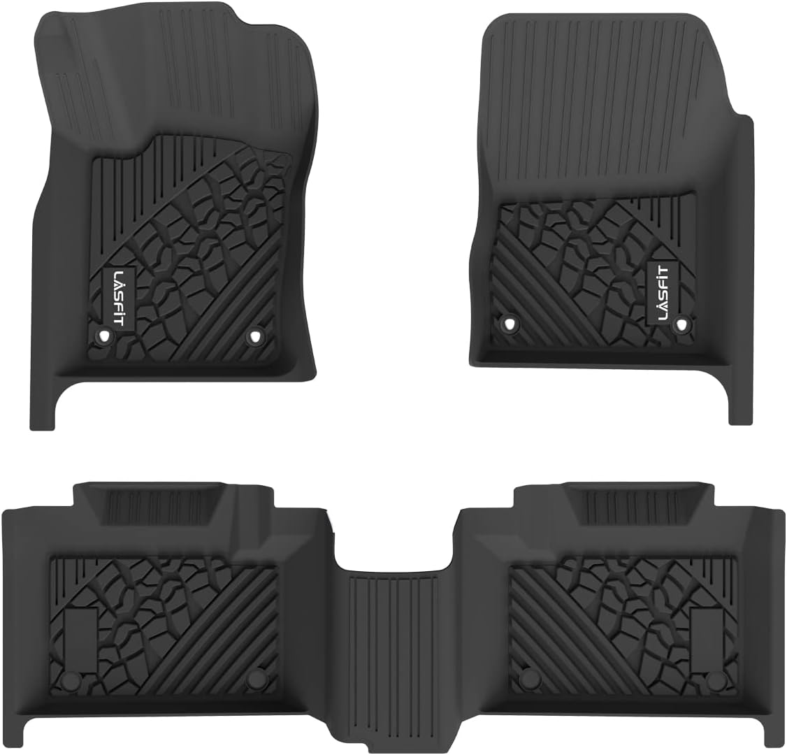 LASFIT Floor Mats for Jeep Grand Cherokee 2013-2015, for Dodge Durango 2013-2015 (Not for 6-seat), All Weather TPE Custom Fit Car Mats Floor Liners 1st & 2nd Row + Cargo, Black