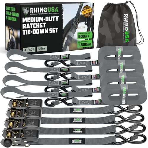 Rhino USA Ratchet Straps 1" x 15' (4-Pack)