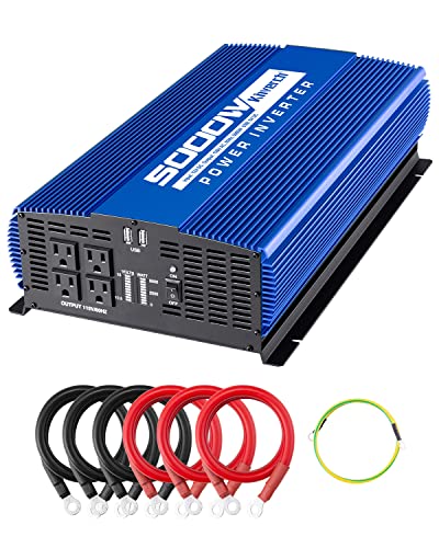 5000W Power Inverter 12V to 110V Car Inverter with 4AC Outlets 2USB Ports for Camping/Truck/RV/Home