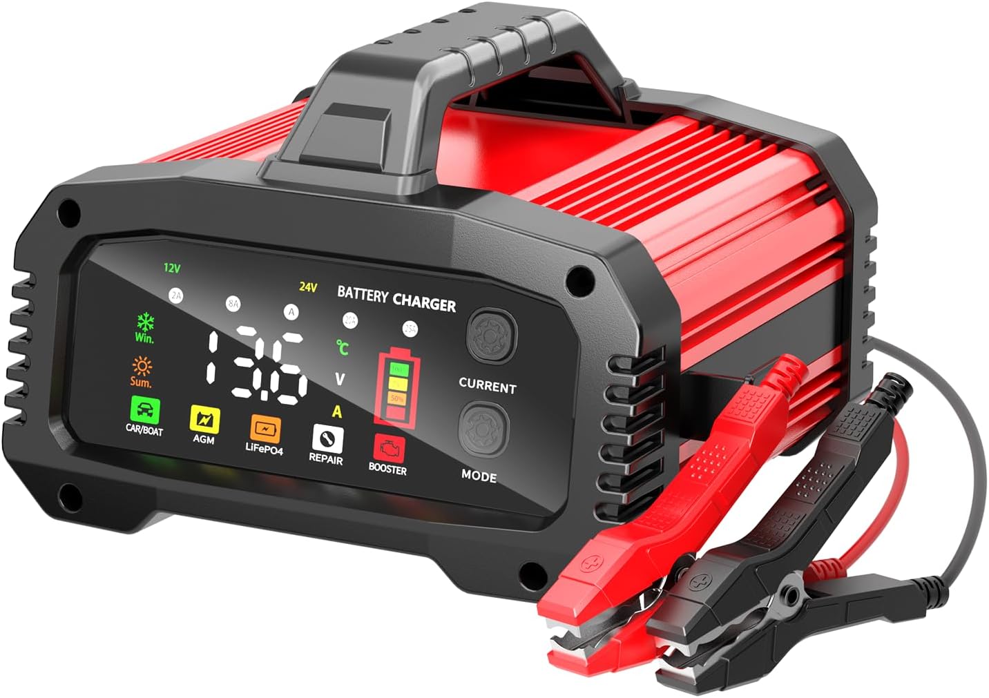 YONHAN 25A Battery Charger & Maintainer,12V/24V All-in-One Charger for LiFePO4, Lead Acid, AGM, Lithium, Marine, Boat, and Deep Cycle Batteries