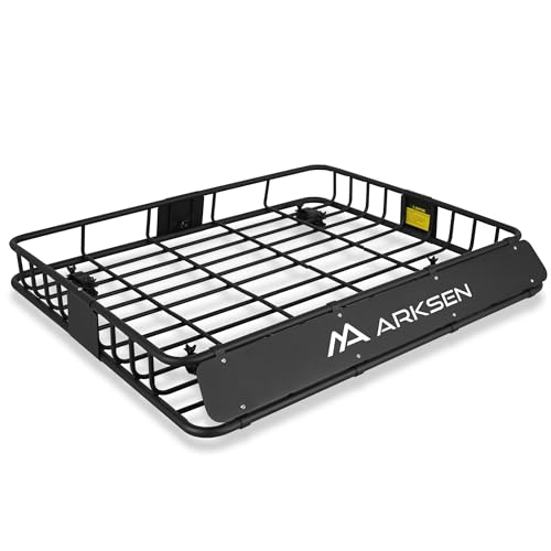 ARKSEN 43 x 50 x 6 Inch Universal Extra Wide 150LB Heavy Duty Roof Rack Cargo with Extension Car Top Luggage Holder Carrier Basket for SUV, Truck, & Car Steel Construction