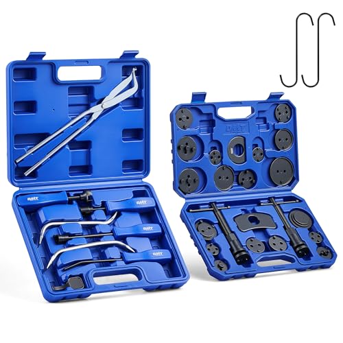 Orion Motor Tech 32pc Dual Brake Tools, 2 in 1 Caliper Compression Tool and Drum Brake Tool Kit, Brake Caliper Tool Kit and Drum Brake Tool with Brake Spring Tool Compressor Pliers Installer Remover