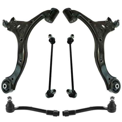 TRQ Front Steering & Suspension Kit Control Arm with Ball Joint Sway Bar Stabilizer Link Tie Rod Compatible with 2007-2008 Hyundai Entourage 2006-2014 Kia Sedona